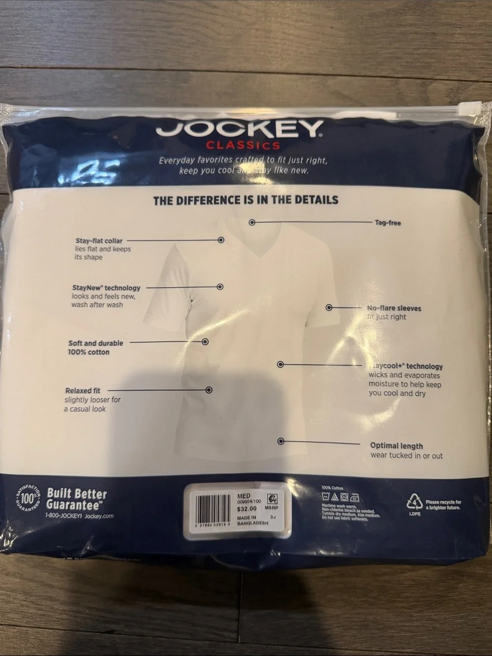 Jockey Classics White 3-Pack V-Neck Cotton T-Shirts